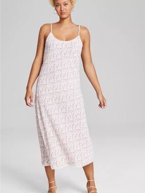 AND NOW THIS Sleeveless Floral Slip Dress - Pink/White M